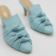 Load image into Gallery viewer, Knotted Baby Blue Collared Mules

