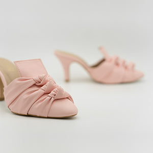 Knotted Salmon Pink Collared Mules