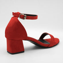 Load image into Gallery viewer, Suede Red Low Block Heels
