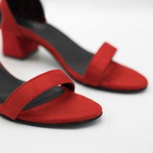 Load image into Gallery viewer, Suede Red Low Block Heels
